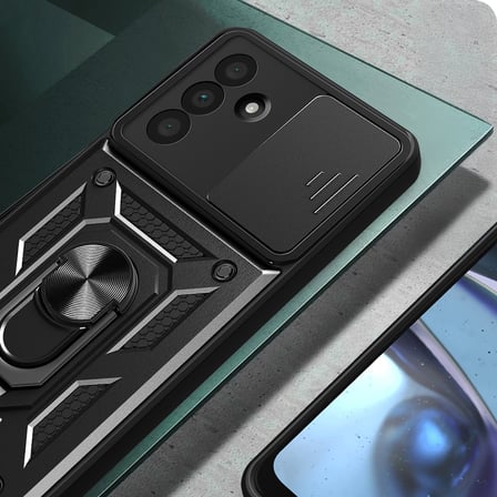 Samsung Galaxy A36 Uyumlu Kılıf Magnetik Standlı Kamera Korumalı Zore Sürgülü Vega Kapak