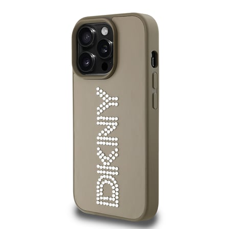 Apple iPhone 14 Pro Max Uyumlu Kılıf DKNY Orjinal Lisanslı Taşlı DKNY Yazılı Metalik Rhinestones PU Deri Kapak
