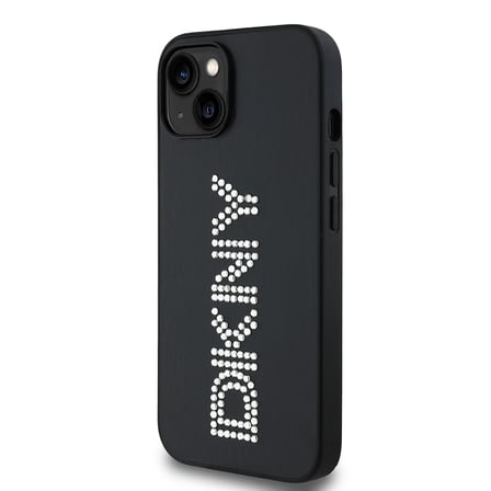 Apple iPhone 14 Uyumlu Kılıf DKNY Orjinal Lisanslı Taşlı DKNY Yazılı Metalik Rhinestones PU Deri Kapak