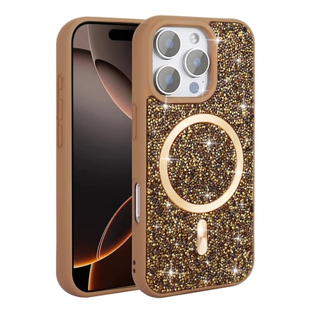 Apple iPhone 16 Pro Max Uyumlu Kılıf Pırlanta Tasarımlı M-safe Şarj Özellikli Zore Mozaik Silikon Kapak