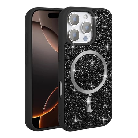 Apple iPhone 16 Pro Max Uyumlu Kılıf Pırlanta Tasarımlı M-safe Şarj Özellikli Zore Mozaik Silikon Kapak