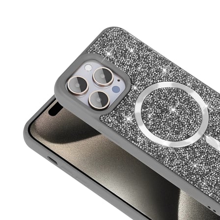 Apple iPhone 14 Pro Max Uyumlu Kılıf Pırlanta Tasarımlı M-safe Şarj Özellikli Zore Mozaik Silikon Kapak