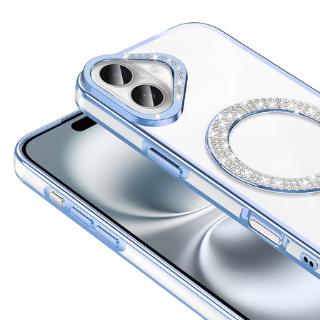 Apple iPhone 16 Uyumlu Kılıf Pırlanta Taş Tasarımlı M-safe Şarj Özellikli Zore Karetta Silikon Kapak