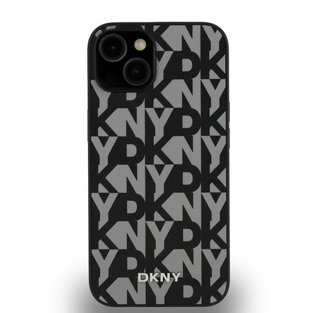 Apple iPhone 14 Uyumlu Kılıf DKNY Orjinal Lisanslı M-safe Şarj Özellikli 3D Yazılı Grid Pattern Kapak
