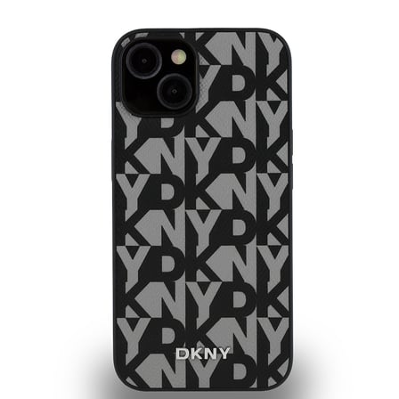 Apple iPhone 15 Uyumlu Kılıf DKNY Orjinal Lisanslı M-safe Şarj Özellikli 3D Yazılı Grid Pattern Kapak
