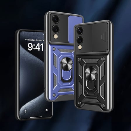 Samsung Galaxy S25 Edge Uyumlu Kılıf Magnetik Standlı Kamera Korumalı Zore Sürgülü Vega Kapak