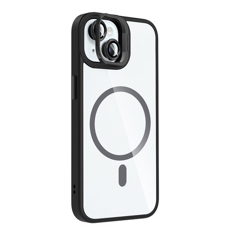 Apple iPhone 15 Uyumlu Kılıf Standlı ve Kamera Lens Hediyeli M-Safe Şarj Özellikli Zore Etro Kapak