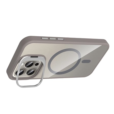 Apple iPhone 15 Pro Uyumlu Kılıf Standlı ve Kamera Lens Hediyeli M-Safe Şarj Özellikli Zore Etro Kapak