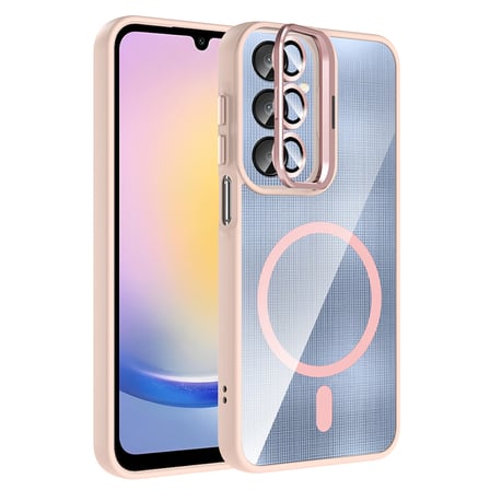 Samsung Galaxy A25 Uyumlu Kılıf Standlı ve Kamera Lens Hediyeli M-Safe Şarj Özellikli Zore Etro Kapak