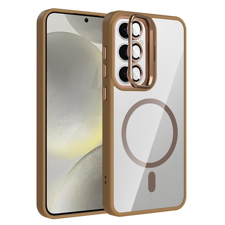 Samsung Galaxy S24 Uyumlu Kılıf Standlı ve Kamera Lens Hediyeli M-Safe Şarj Özellikli Zore Etro Kapak