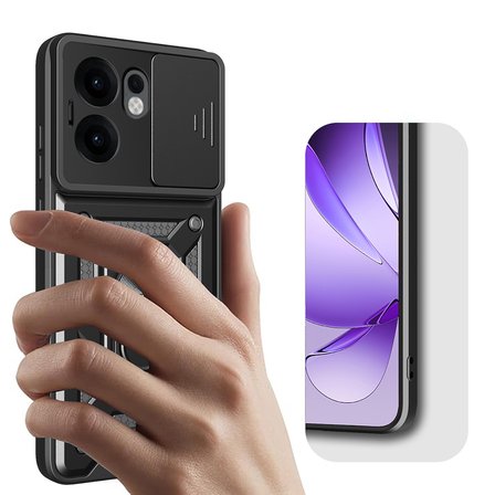 Oppo Reno 13F 5G Uyumlu Kılıf Magnetik Standlı Kamera Korumalı Zore Sürgülü Vega Kapak