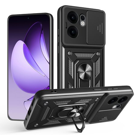 Oppo Reno 13F 5G Uyumlu Kılıf Magnetik Standlı Kamera Korumalı Zore Sürgülü Vega Kapak