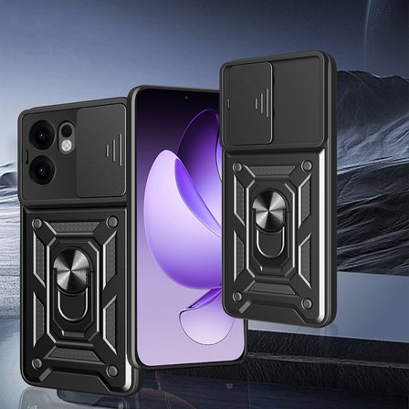 Oppo Reno 13F 5G Uyumlu Kılıf Magnetik Standlı Kamera Korumalı Zore Sürgülü Vega Kapak