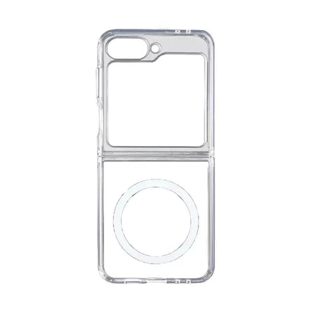 Samsung Galaxy Z Flip 7 Uyumlu Kılıf M-safe Şarj Özellikli Şeffaf Sert PC Zore Embos Kapak