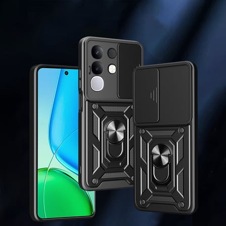 Vivo Y29 4G Uyumlu Kılıf Magnetik Standlı Kamera Korumalı Zore Sürgülü Vega Kapak