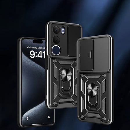 Vivo Y19S Uyumlu Kılıf Magnetik Standlı Kamera Korumalı Zore Sürgülü Vega Kapak