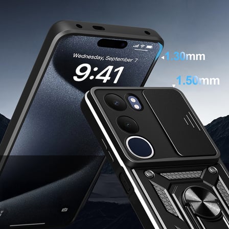Vivo Y19S Uyumlu Kılıf Magnetik Standlı Kamera Korumalı Zore Sürgülü Vega Kapak