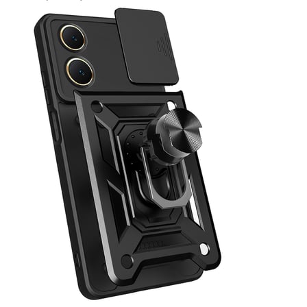 Vivo Y18 Uyumlu Kılıf Magnetik Standlı Kamera Korumalı Zore Sürgülü Vega Kapak