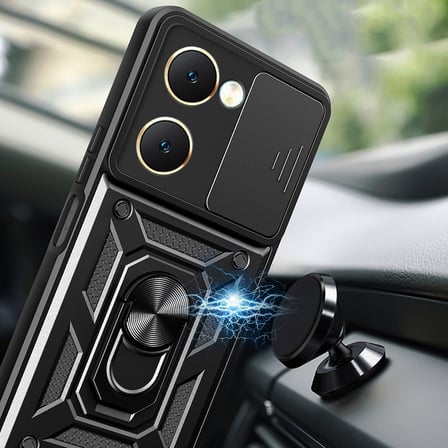 Vivo Y18 Uyumlu Kılıf Magnetik Standlı Kamera Korumalı Zore Sürgülü Vega Kapak