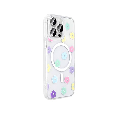 Apple iPhone 15 Pro Max Uyumlu Kılıf M-Safe Şarj Özellikli Şeffaf Zore Folk Sert Kapak