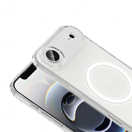 Apple iPhone 17 Air Uyumlu Kılıf Zore M-safe Şarj Özellikli Şeffaf Kamera Çerçeveli Porto Kapak