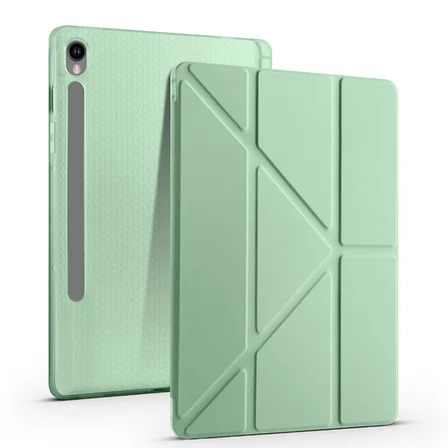 Samsung Galaxy Tab S9 Uyumlu Kılıf Zore Tri Folding Kalem Bölmeli Standlı Kılıf