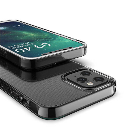 iPhone 12 Kılıf İnce ve Esnek Şeffaf Süper Silikon