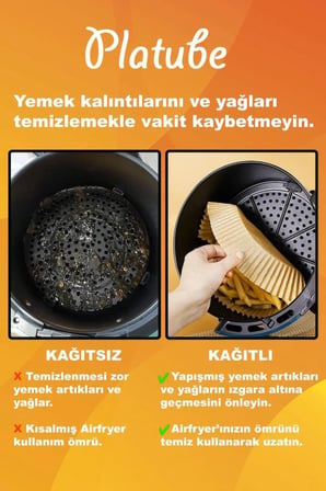 Pisirme Kagidi 100 adet Airfryer Yagli Kagit Xiaomi Philips Air Fryer Tüm Markalara Uyumlu Yuvarlak