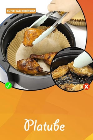 Pisirme Kagidi 100 adet Airfryer Yagli Kagit Xiaomi Philips Air Fryer Tüm Markalara Uyumlu Yuvarlak