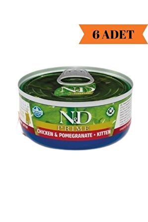 N&D Prime Tahısız Tavuk & Nar Yavru Kedi Yaş Maması 70 Gr x 6 Adet