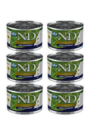 N&D Prime Kuzu ve Yabanmersinli Tahılsız Mini Irk Yetişkin Köpek Konservesi 140 Gr x 6 Adet