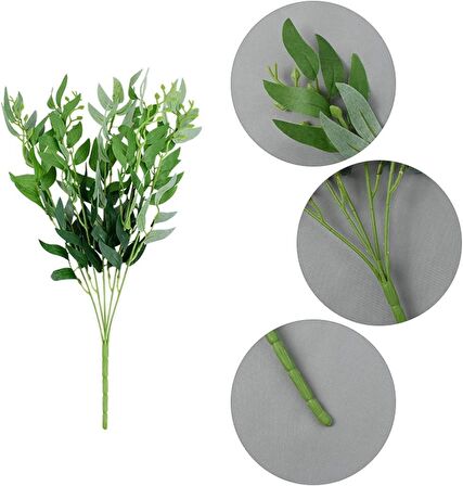 Yapay Çiçek Zeytin Yaprağı Demeti 5 Dallı 50cm Yeşil