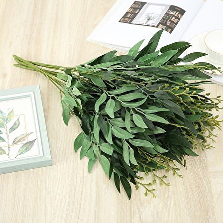 Yapay Çiçek Zeytin Yaprağı Demeti 5 Dallı 50cm Yeşil