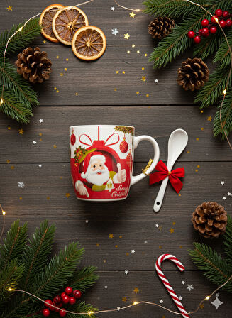 Noel Babalı Kupa Tabak Kaşık Seti – Kutulu Yılbaşına Özel Hediyelik Set