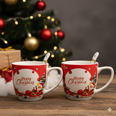 Kutulu Noel Babalı - Kupa Çiftli Kaşıklı Yılbaşı Özel Set