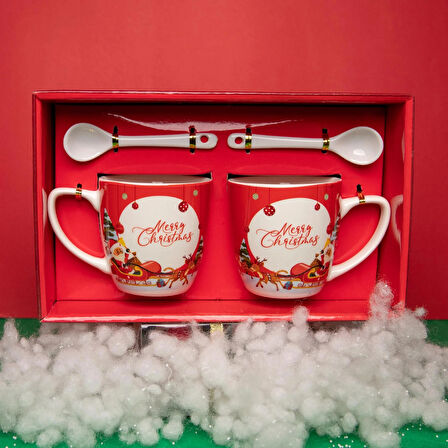 Kutulu Noel Babalı - Kupa Çiftli Kaşıklı Yılbaşı Özel Set