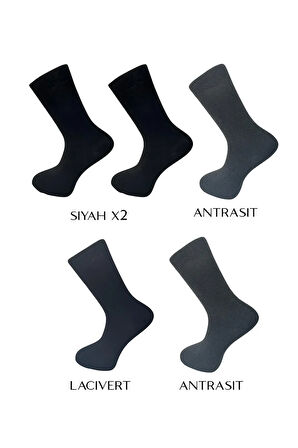 5 Çift Erkek Klasik Düz Soket Çorap Çok Renkli