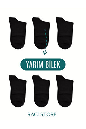 6'lı Siyah Erkek Yarım Bilek Çorap