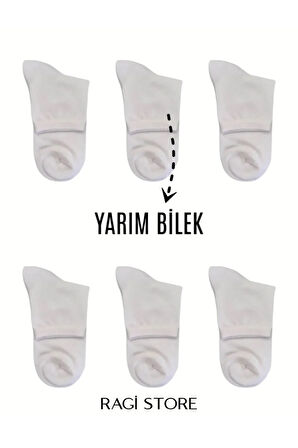 6'lı Beyaz Erkek Yarım Bilek Çorap