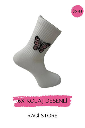 6'lı Karışık Desen Unisex Kolej Çorap