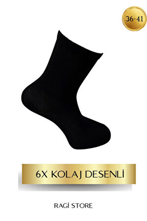 6'lı Karışık Desen Unisex Kolej Çorap