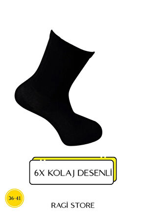 6'lı Karışık Desen Unisex Kolej Çorap