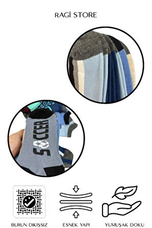 7'li Mix Desen Dikişsiz Penye Erkek Çocuk Patik Çorap