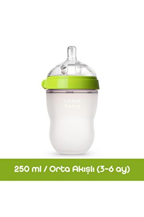 Comotomo Orta Akışlı 3-6 Ay Silikon Biberon 250 ml Yeşil