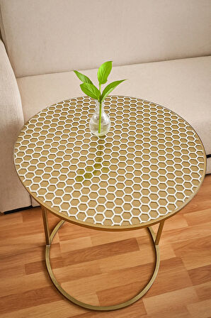 Yuvarlak Orta Sehpa Lüks Hasır PVC Şeffaf Petek Desen Masa Örtüsü – Silinebilir, Çeyizlik