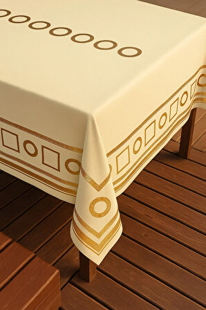 Lüks Desenli Altın Yaldızlı Su Geçirmez PVC Masa Örtüsü Modern Şık Tasarım Kolay Silinebilir Sofra