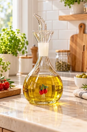 Kirazlı 900 ml Borosilikat Tombul Çizgili Cam Yağdanlık – Damlatmaz Yağlık / Sirkelik (1 adet)