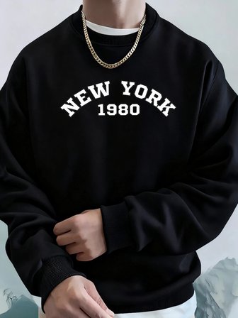 New York 1980 Letter Creative Prints Kapüşonlu Kazaklar Erkek Yumuşak Sıcak Kapüşonlular Cep
