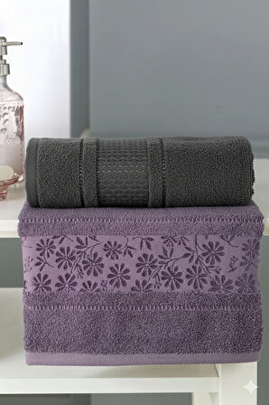 Özdilek Blesso Aile Bornoz Seti 5 Parça Mürdüm-Antrasit