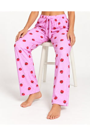 Night Pembe Kadın Premium Desenli Rahat Kesim Pijama Altı 4774